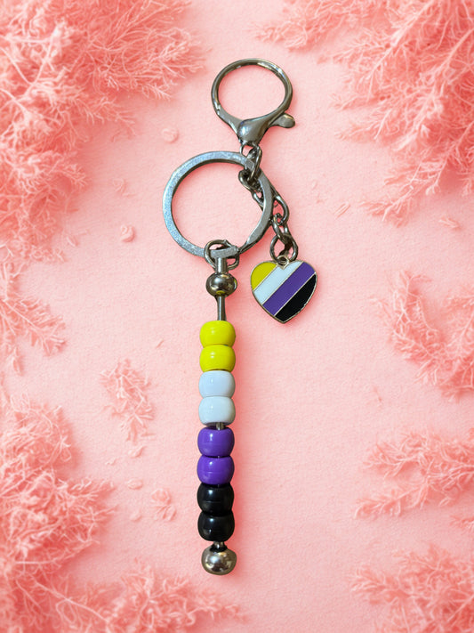 Non-Binary Pride Keychain – Handmade Fidget/Accessory